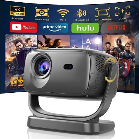 Vidéoprojecteur Portable 4K WiFi 6 Et Bluetooth 5.4 - Home Cinéma Facile Et Rapide