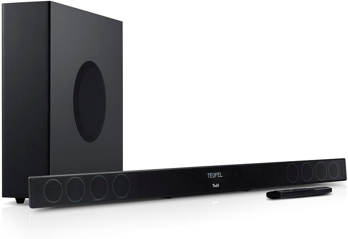 Barre De Son Teufel CINEBAR One+ 2.1 - Son Puissant Et Surround Virtuel, Compacte, Avec Caisson De Basses Sans Fil - Bluetooth 5.0 AptX, HDMI ARC, Dolby Audio