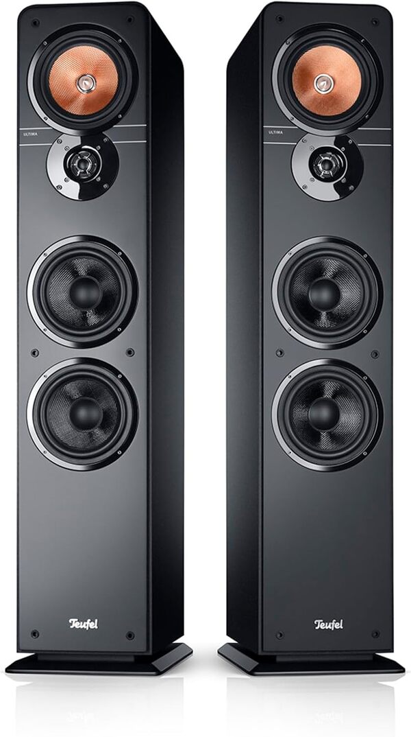 Teufel Ensemble Ultima 40 Surround Power Edition 5.1 - Enceinte Home cinéma système Audio 5.1 avec énorme caisson de Basses (contrôlable sans Fil en Option), Bass Reflex, système 3 Voies - Noir
