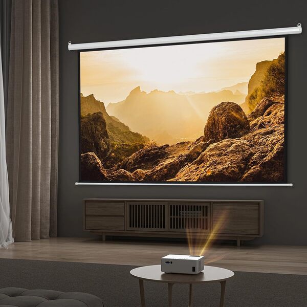 Fabulcozy Écran de Projection motorisé écran projecteur électrique 120 Pouces Fixation Mur ou Plafond Automatique pour Home Cinéma et Entreprise Formats 4:3