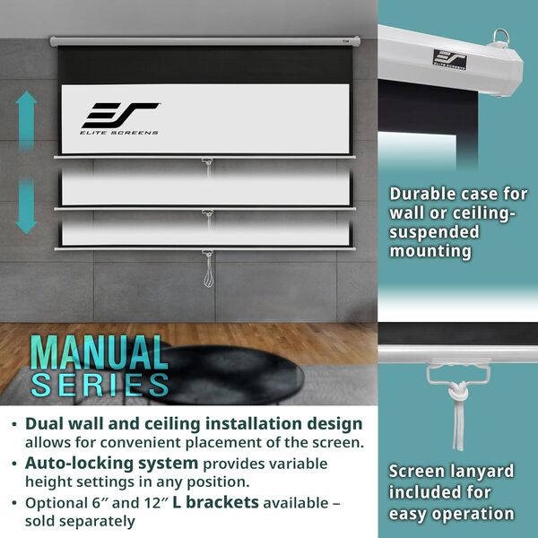 Elite Screens M100XWH-E24 Écran de Projection rétractable rétractable 254 cm de Hauteur
