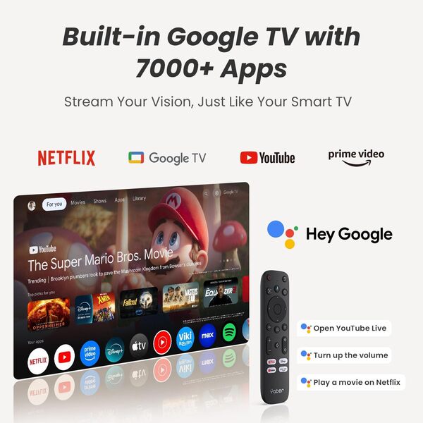 Yaber T2 Plus GTV Projecteur Smart Projecteur avec WiFi 6, Bluetooth, Son JBL Batterie Intégrée, Full HD 1080P, Portable pour Intérieur et Extérieur