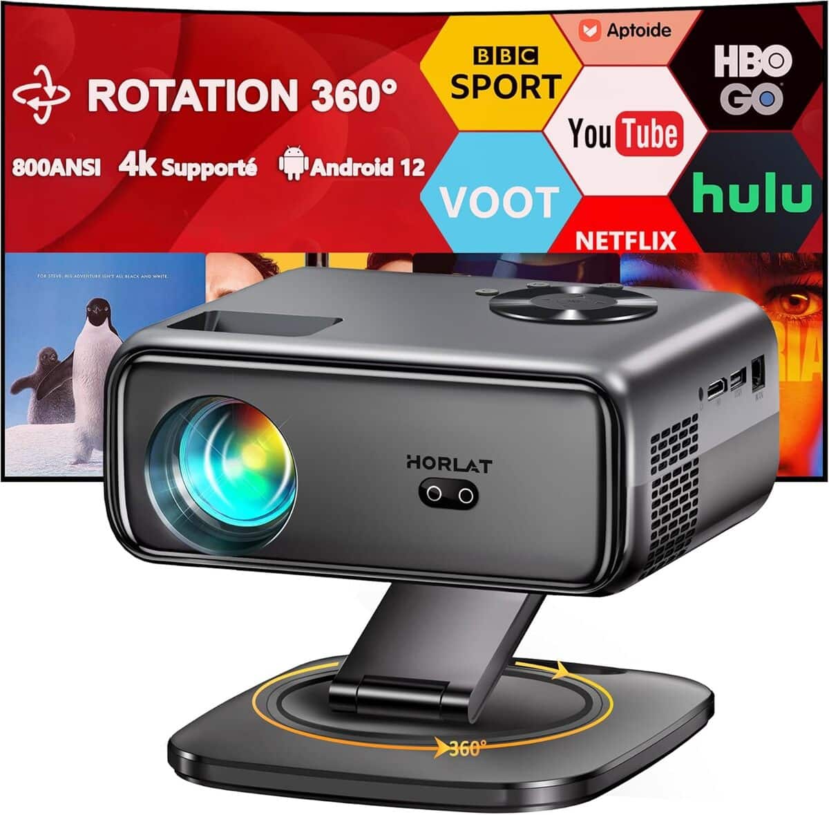 Mini Vidéoprojecteur Portable DLP Avec Batterie - Supporte 1080P, WiFi 6, Bluetooth 5.0, écran Tactile, 190g - 4