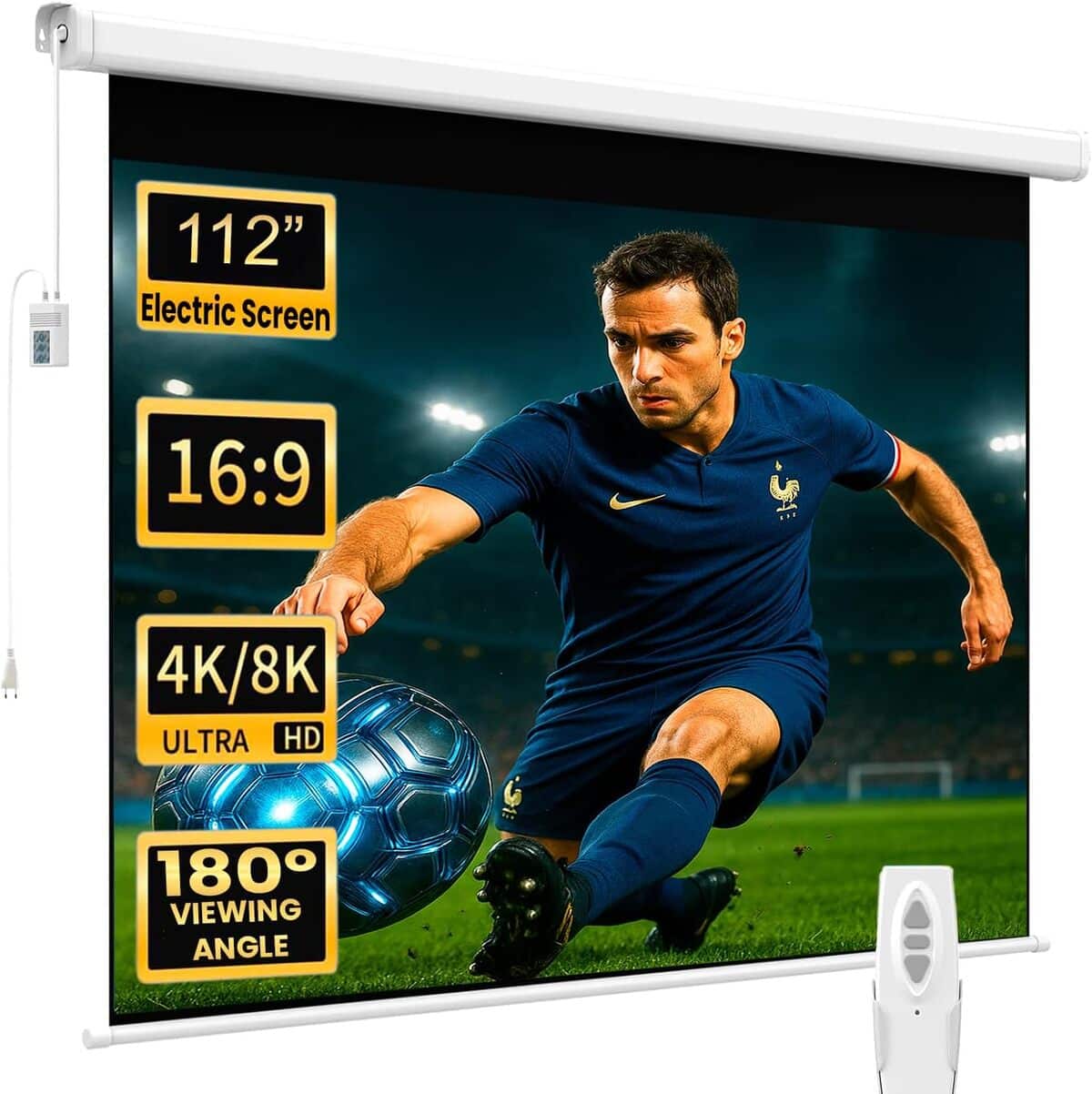 Lux Escreen Test : écran motorisé Luxscreen 112 pouces, télécommande incluse