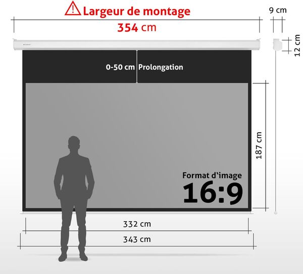 ESMART Professionnel MIMOTO Écran Moteur lumière du Jour Gris 332 x 187cm (150