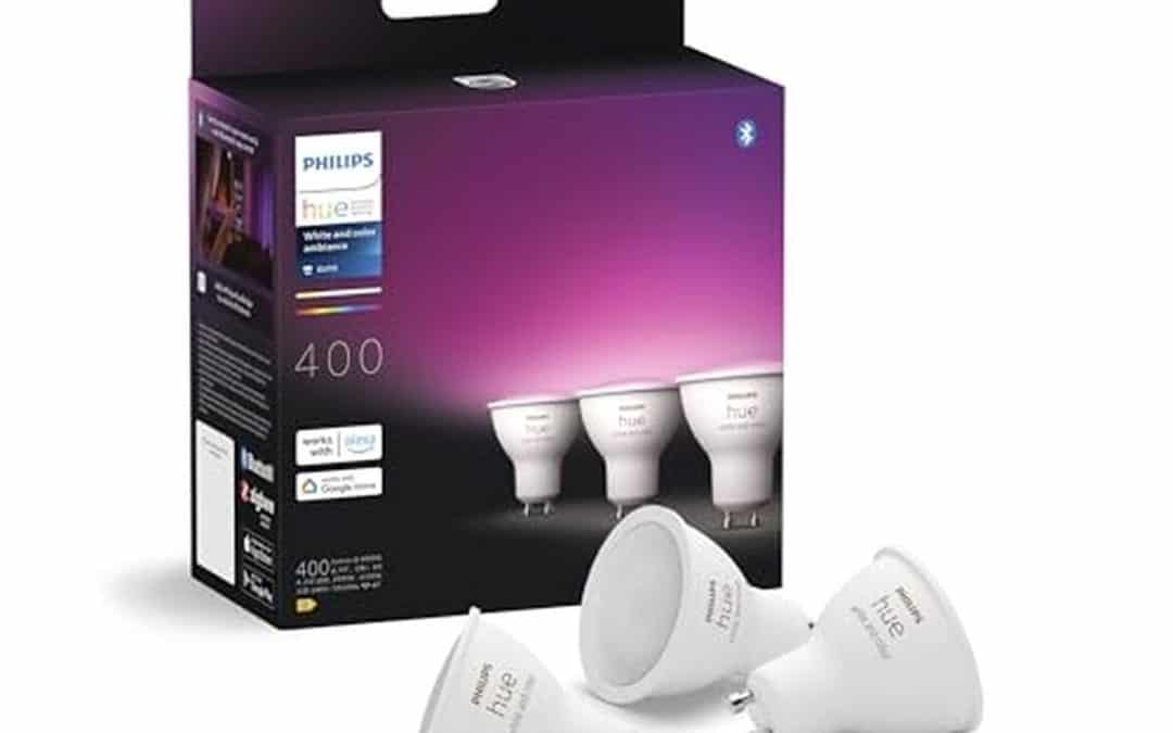 Test ampoule LED Philips Hue blanche et couleur 400 lumens GU10
