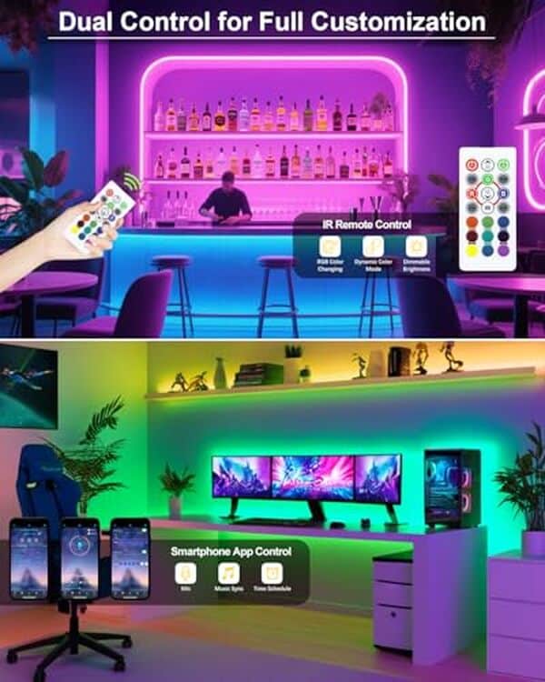 Découvrez comment l'éclairage LED RVB 25m ALITOVE transforme votre intérieur en créant des ambiances uniques grâce à un contrôle simple.