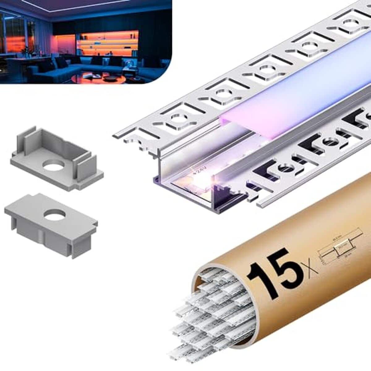 Test : profile alu Kosoom pour ruban LED 2 m, lot de 15