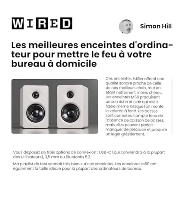 Découvrez notre test détaillé des enceintes Edifier M60 : performance audio, connectivité sans fil et qualité sonore pour votre setup multimédia. 