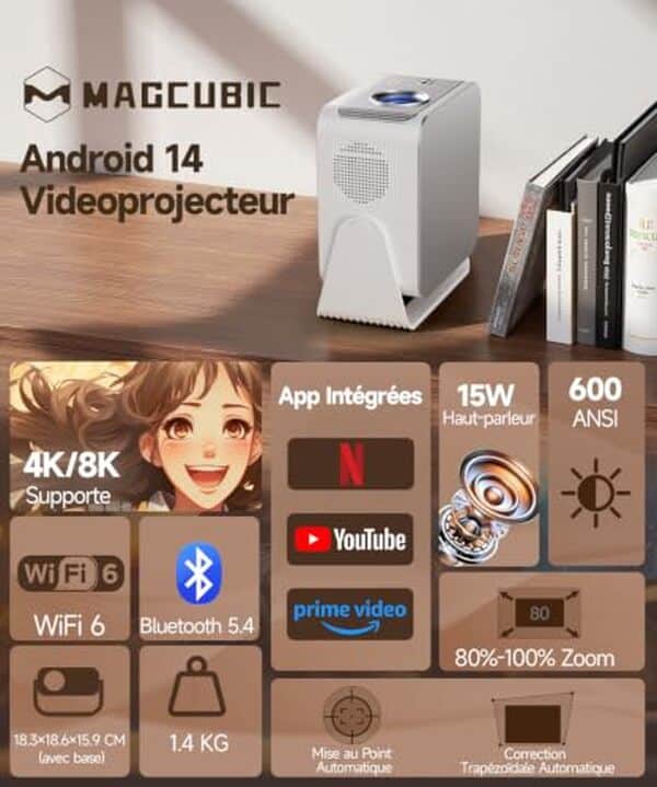 Découvrez notre test détaillé du vidéoprojecteur Magcubic HY350Max : performances 4K et 8K, qualité d'image et fonctionnalités innovantes pour votre cinéma maison.