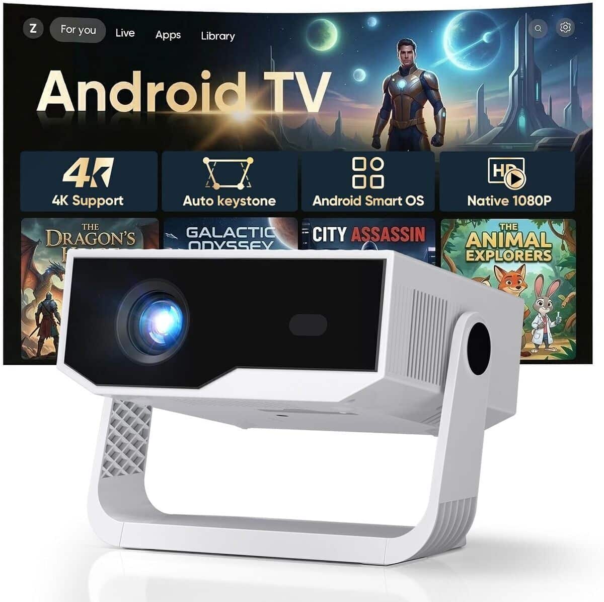 Test du vidéoprojecteur 4K Android 14 focus électronique et correction 270°
