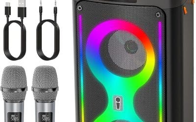 Test de la machine à karaoké Bluetooth avec lumières disco et microphones sans fil